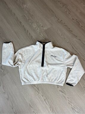 Hurley Light Heather Cropped Half-Zip Pullover with Black Trim